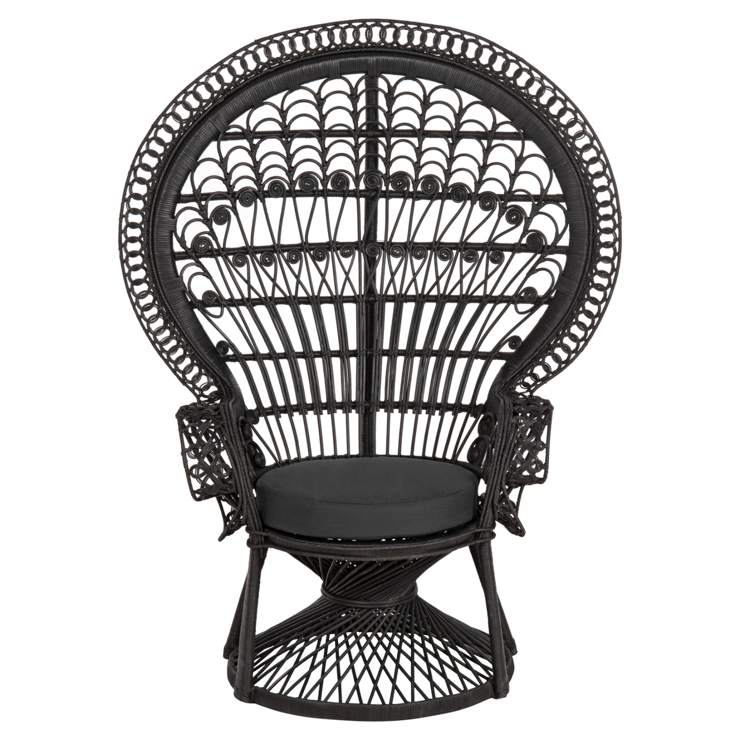 Armchair Royal Peacock Hm9342.03 Rattan In Black- Cushion Black 114x72x150hcm.