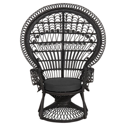 Armchair Royal Peacock Hm9342.03 Rattan In Black- Cushion Black 114x72x150hcm.