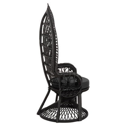 Armchair Royal Peacock Hm9342.03 Rattan In Black- Cushion Black 114x72x150hcm.