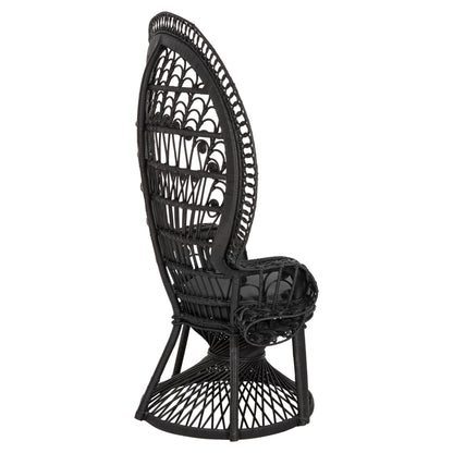 Armchair Royal Peacock Hm9342.03 Rattan In Black- Cushion Black 114x72x150hcm.
