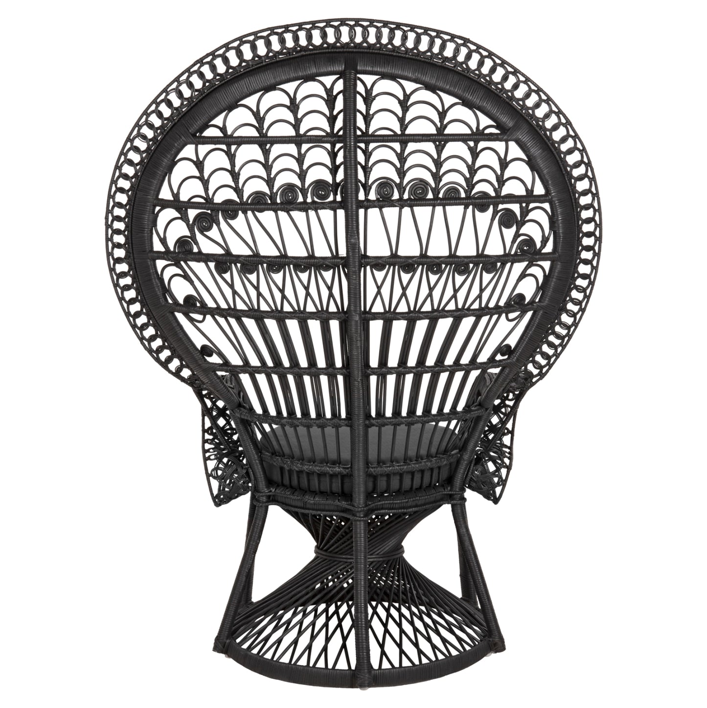 Armchair Royal Peacock Hm9342.03 Rattan In Black- Cushion Black 114x72x150hcm.