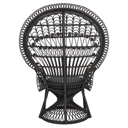 Armchair Royal Peacock Hm9342.03 Rattan In Black- Cushion Black 114x72x150hcm.