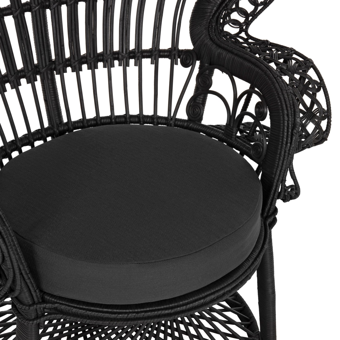 Armchair Royal Peacock Hm9342.03 Rattan In Black- Cushion Black 114x72x150hcm.