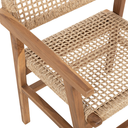 Dining Armchair Bjorn Hm9403.21 Solid Teak Wood-rope 56x56x83hcm.