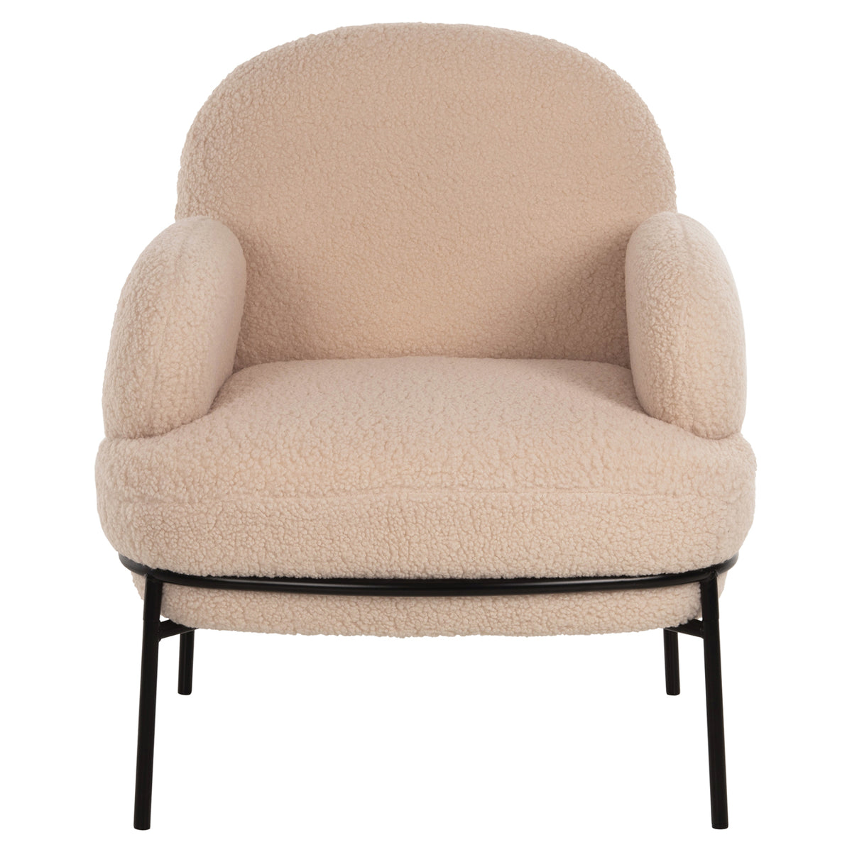 Armchair Agnes Hm9525.20 Ecru Boucle Fabric-black Metal Legs 74x71x83hcm.