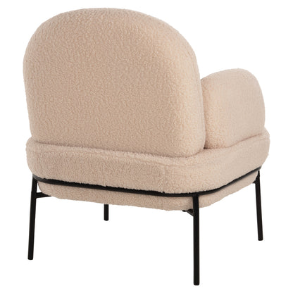 Armchair Agnes Hm9525.20 Ecru Boucle Fabric-black Metal Legs 74x71x83hcm.