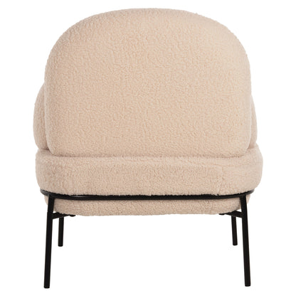 Armchair Agnes Hm9525.20 Ecru Boucle Fabric-black Metal Legs 74x71x83hcm.