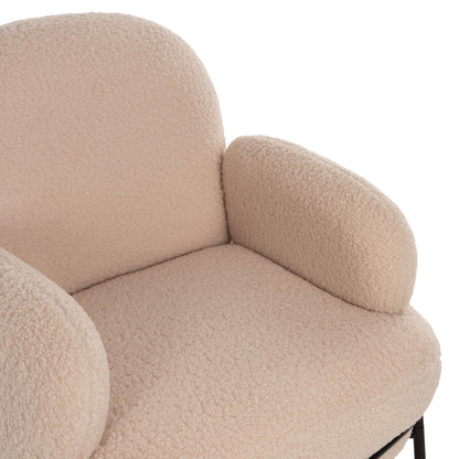 Armchair Agnes Hm9525.20 Ecru Boucle Fabric-black Metal Legs 74x71x83hcm.