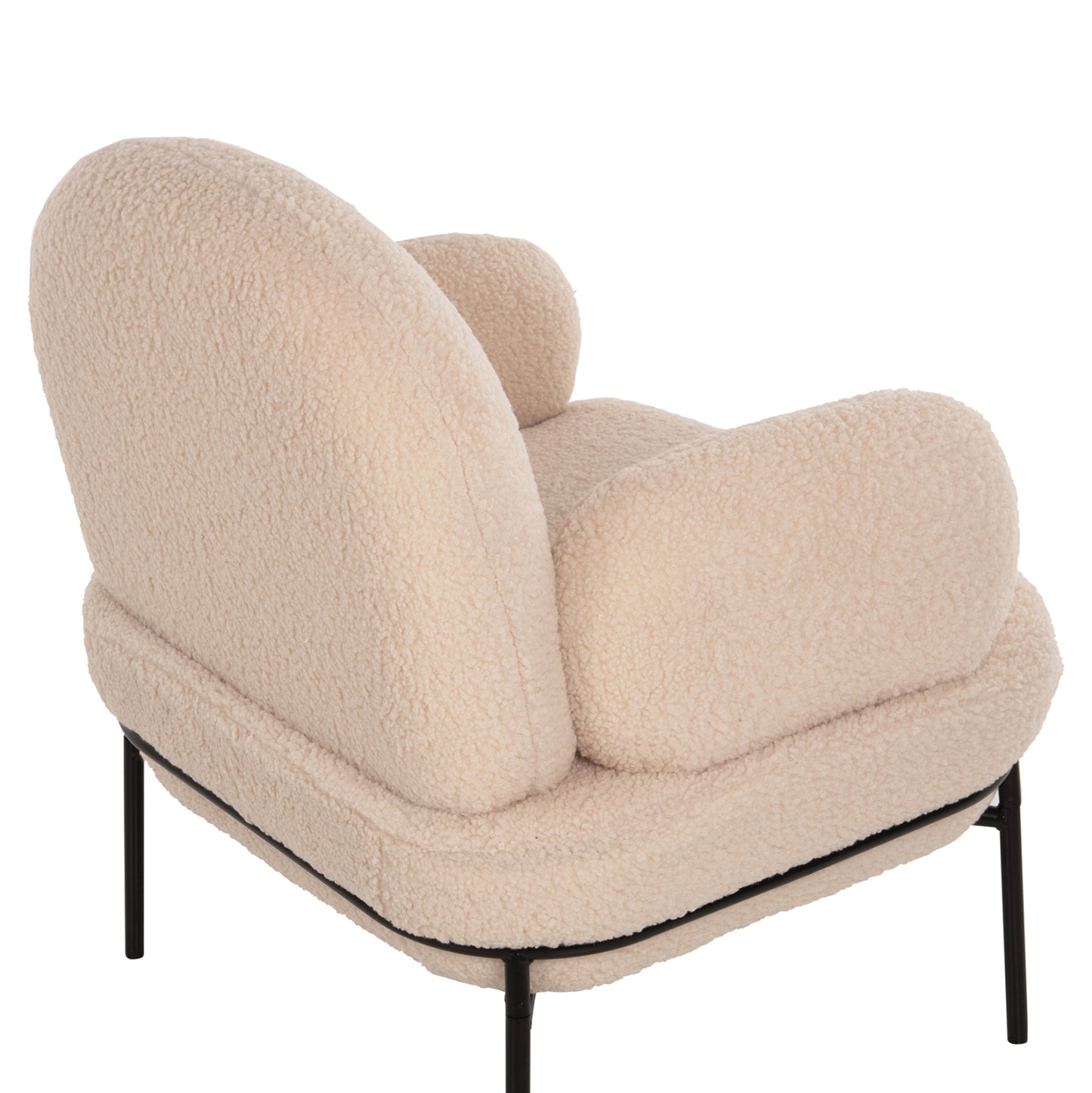 Armchair Agnes Hm9525.20 Ecru Boucle Fabric-black Metal Legs 74x71x83hcm.