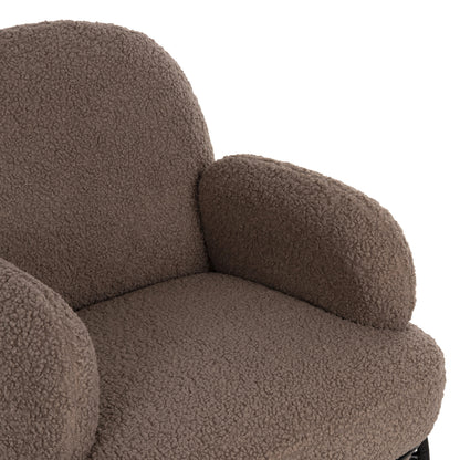 Armchair Agnes Hm9525.25 Light Brown Boucle Fabric-black Metal Legs 74x71x83hcm.