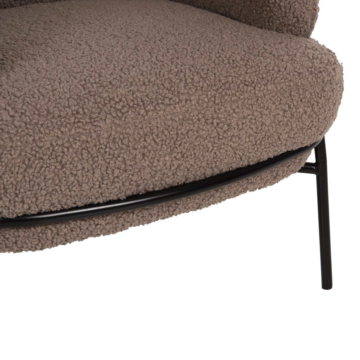 Armchair Agnes Hm9525.25 Light Brown Boucle Fabric-black Metal Legs 74x71x83hcm.