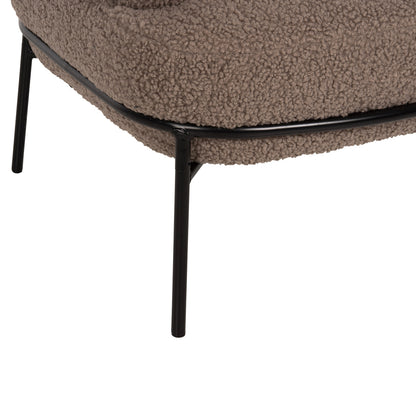 Armchair Agnes Hm9525.25 Light Brown Boucle Fabric-black Metal Legs 74x71x83hcm.