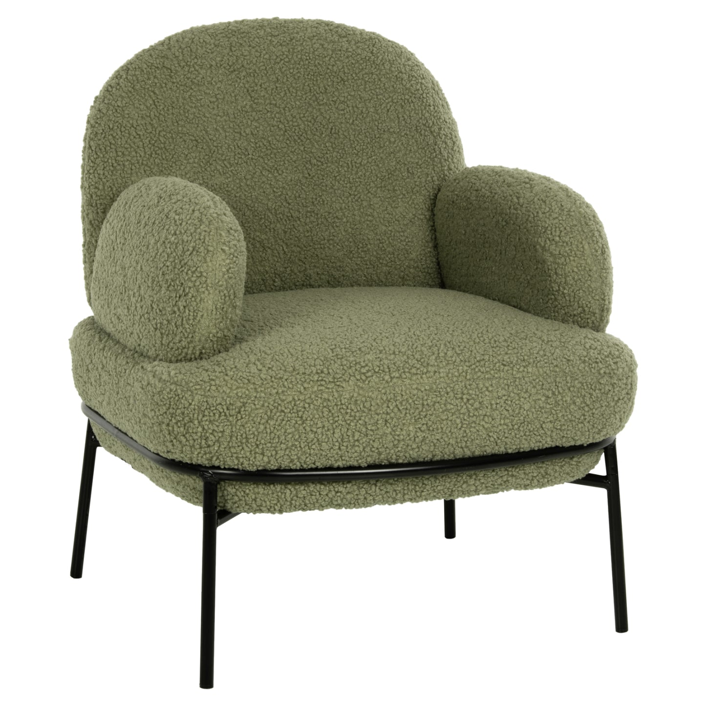 Armchair Agnes Hm9525.27 Pistachio Green Boucle Fabric-black Metal Legs 74x71x83hcm.