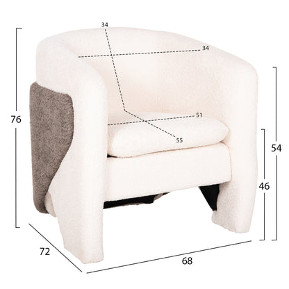 Armchair Doper Hm9590.06 Boucle Fabric White-grey 68x72x76hcm.