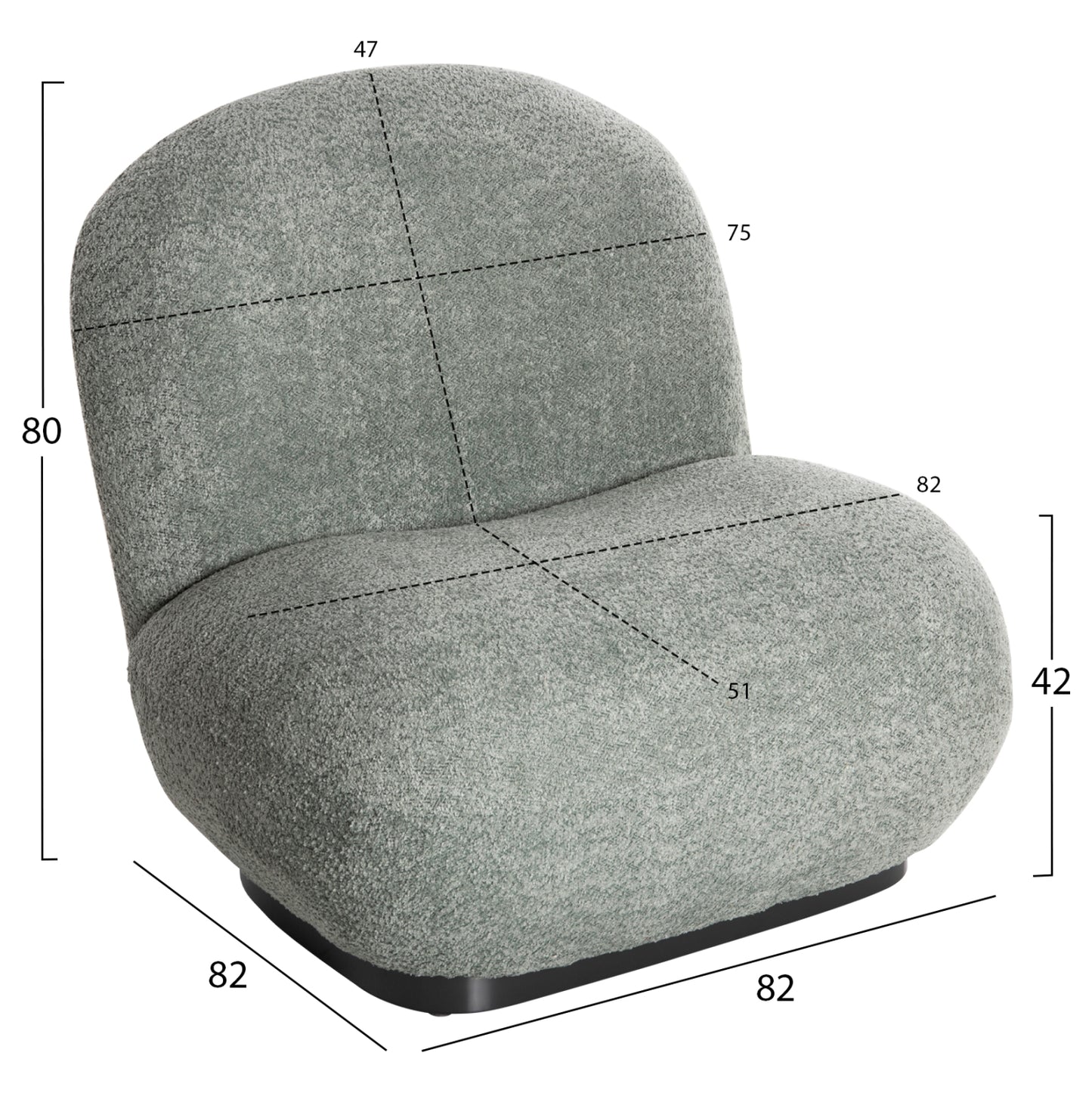 Armchair Beany Hm9591.05 Pistachio Green Boucle Fabric 82x82x80hcm.