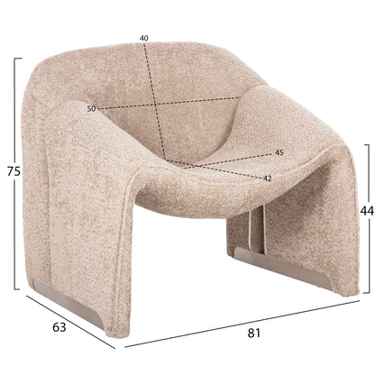 Armchair Spiner Hm9599.08 Beige Boucle Fabric 81x64x74hcm.