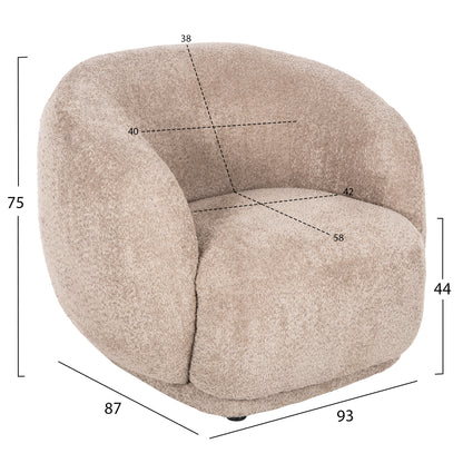 Armchair Karpen Hm9600.08 Beige Boucle Fabric 93x87x78h Cm.