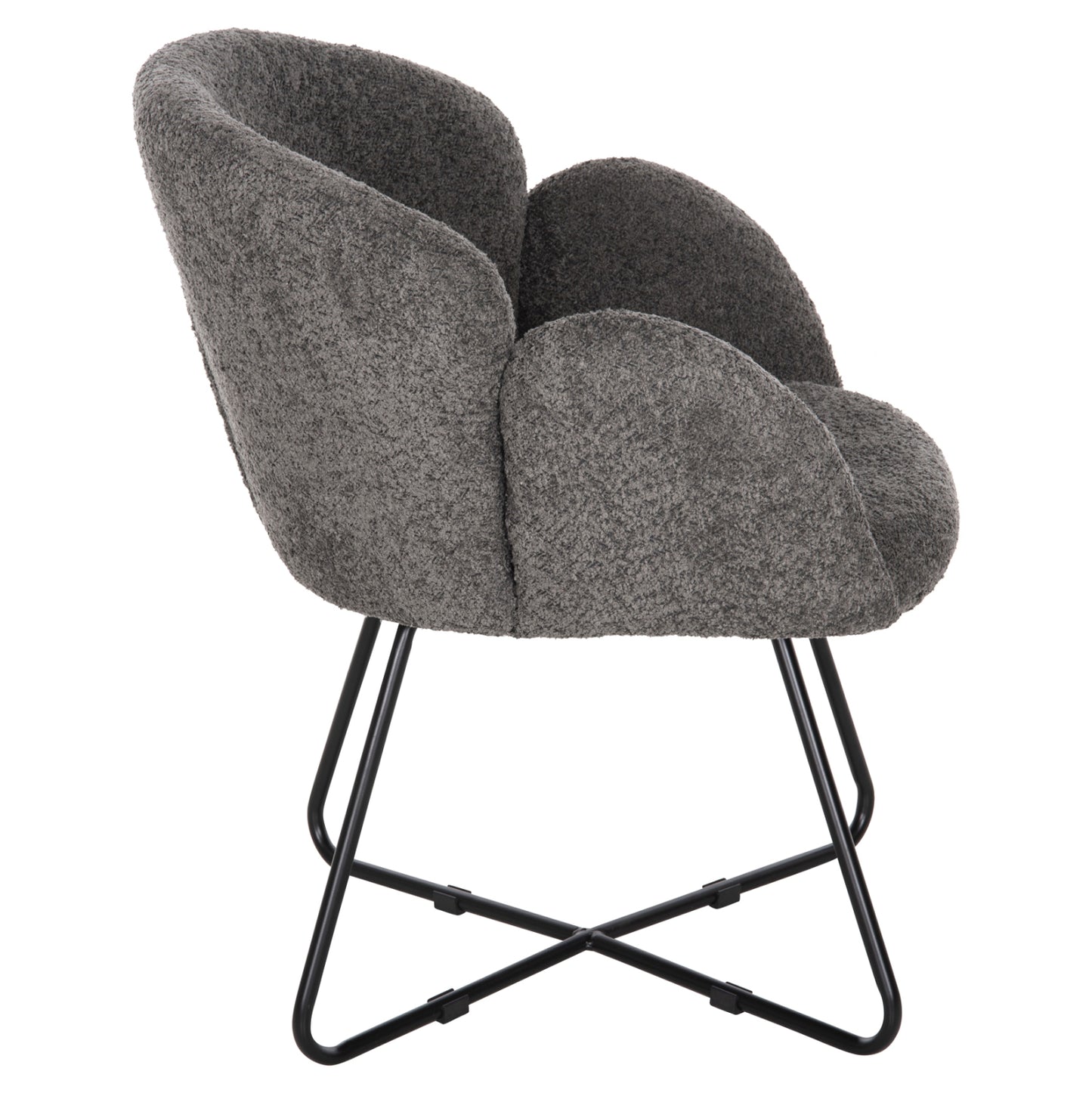 Armchair Harnis Hm9603.01 Grey Boucle-black Metal Base 59,5x64x77hcm.