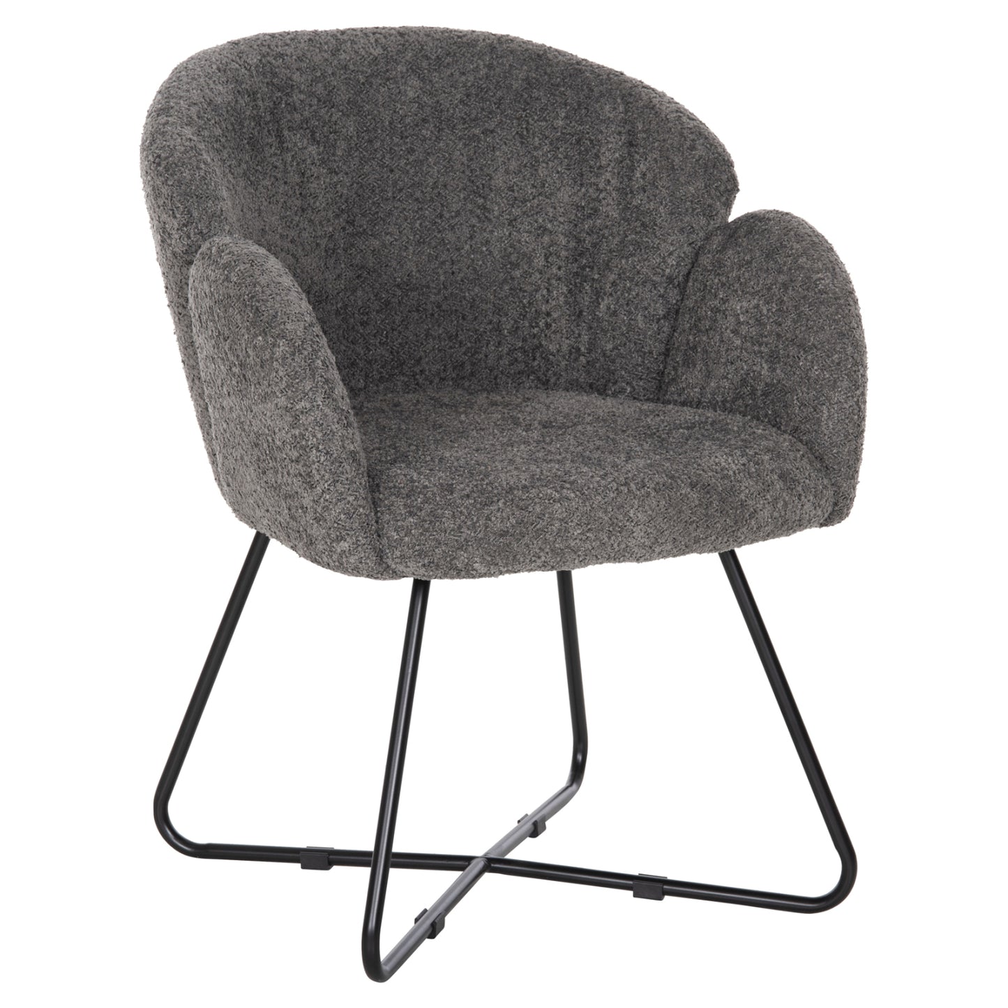 Armchair Harnis Hm9603.01 Grey Boucle-black Metal Base 59,5x64x77hcm.
