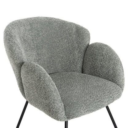 Armchair Harnis Hm9603.05 Pistachio Green Boucle-black Metal Base 59.5x64x77hcm.