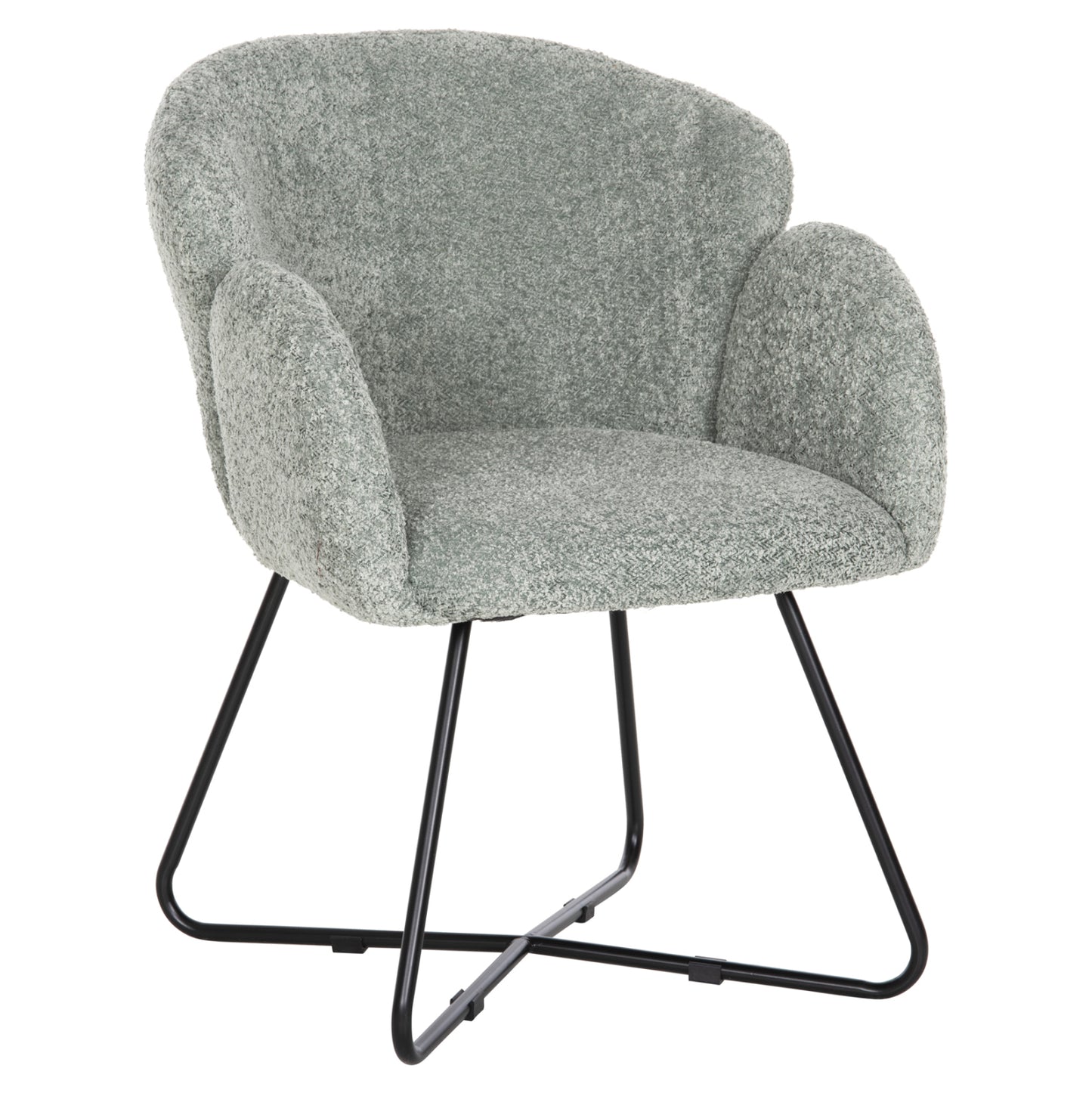 Armchair Harnis Hm9603.05 Pistachio Green Boucle-black Metal Base 59.5x64x77hcm.