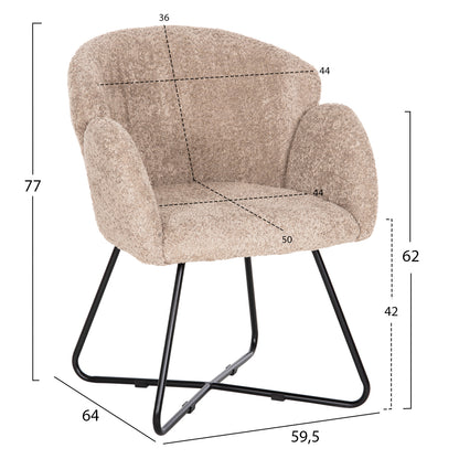 Armchair Harnis Hm9603.08 Beige Boucle-black Metal Base 59.5x64x77hcm.