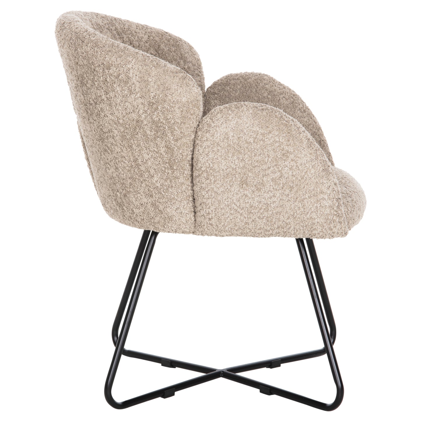 Armchair Harnis Hm9603.08 Beige Boucle-black Metal Base 59.5x64x77hcm.
