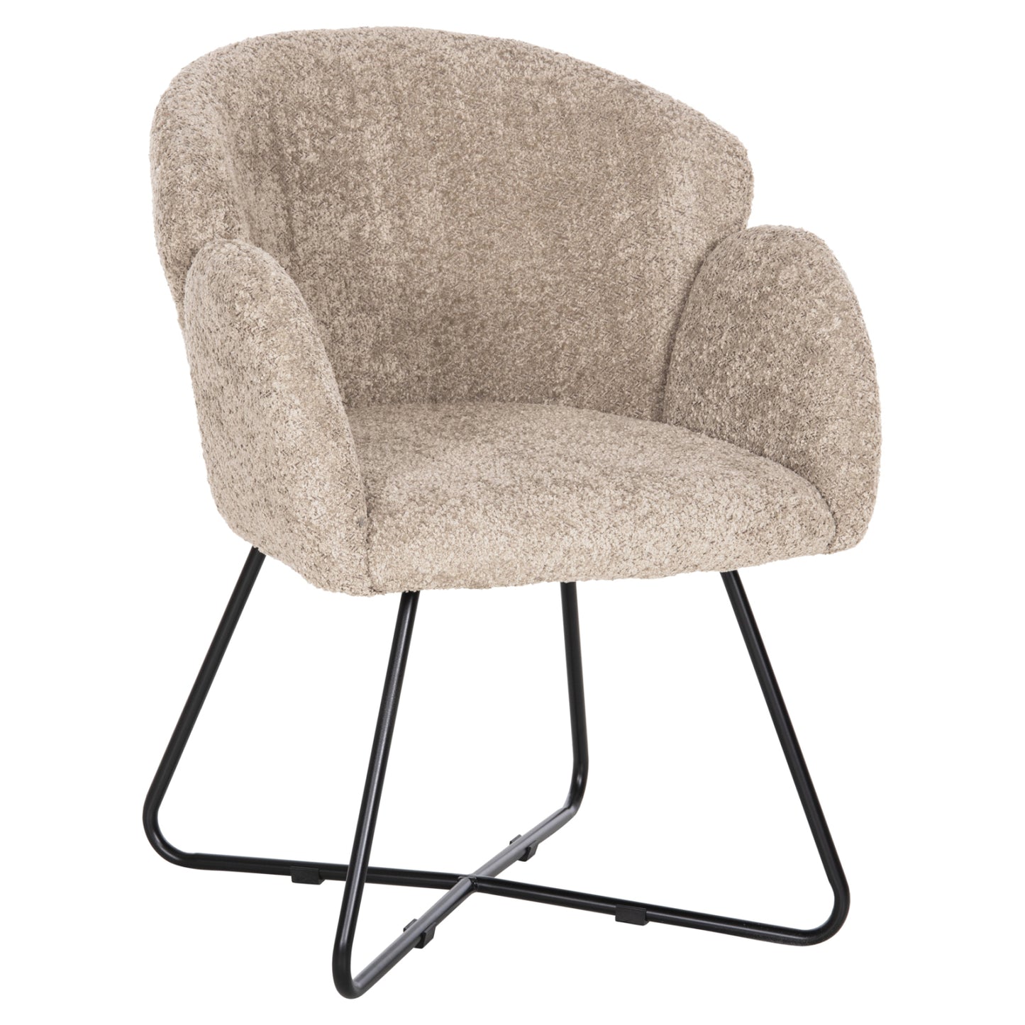 Armchair Harnis Hm9603.08 Beige Boucle-black Metal Base 59.5x64x77hcm.