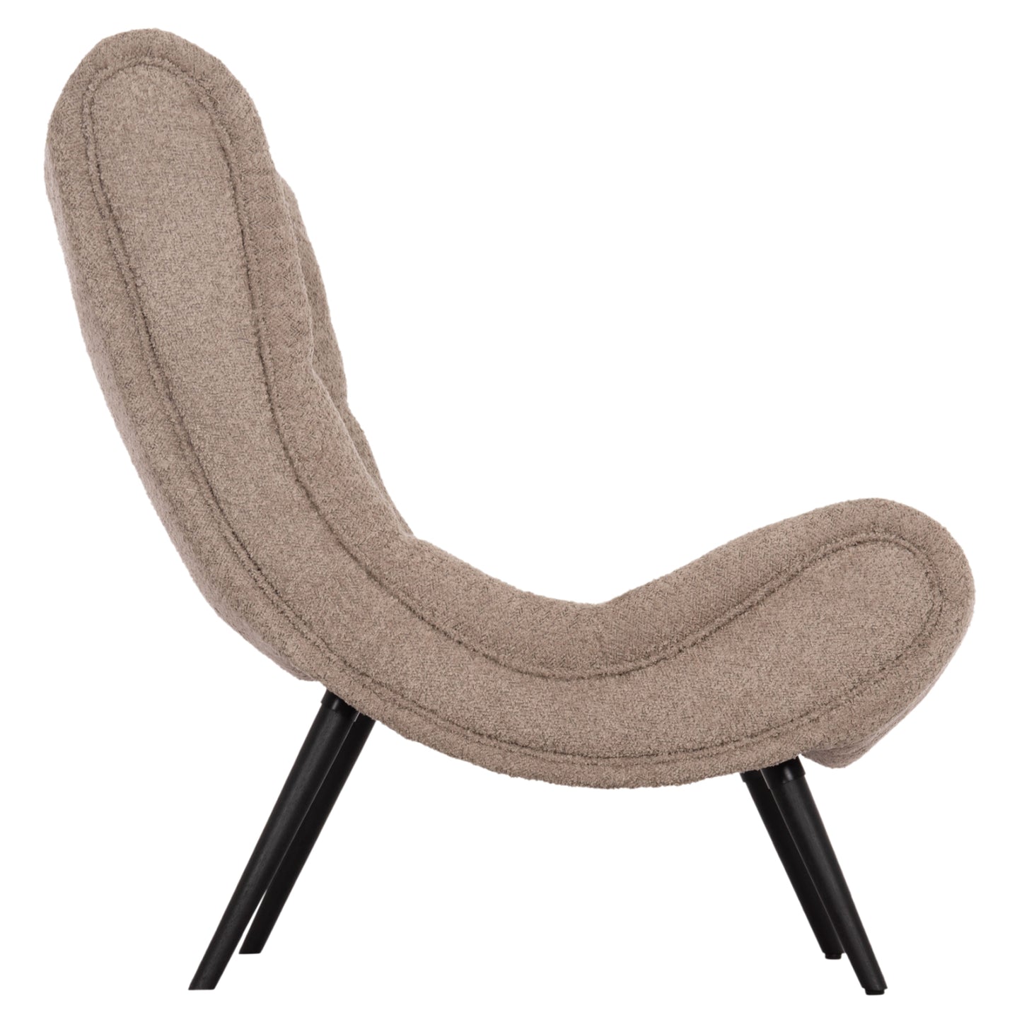 Lounge Chair Brym Hm9605.08 Dark Beige Boucle Fabric-black Wooden Legs 80x95x95hcm.