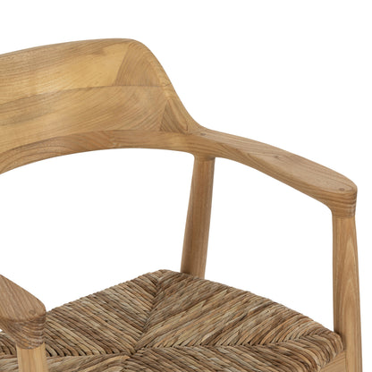 Armchair Kingsley Hm9634.01 Teak Wood & Straw Matt In Natural Color 57,5x54x80hcm.
