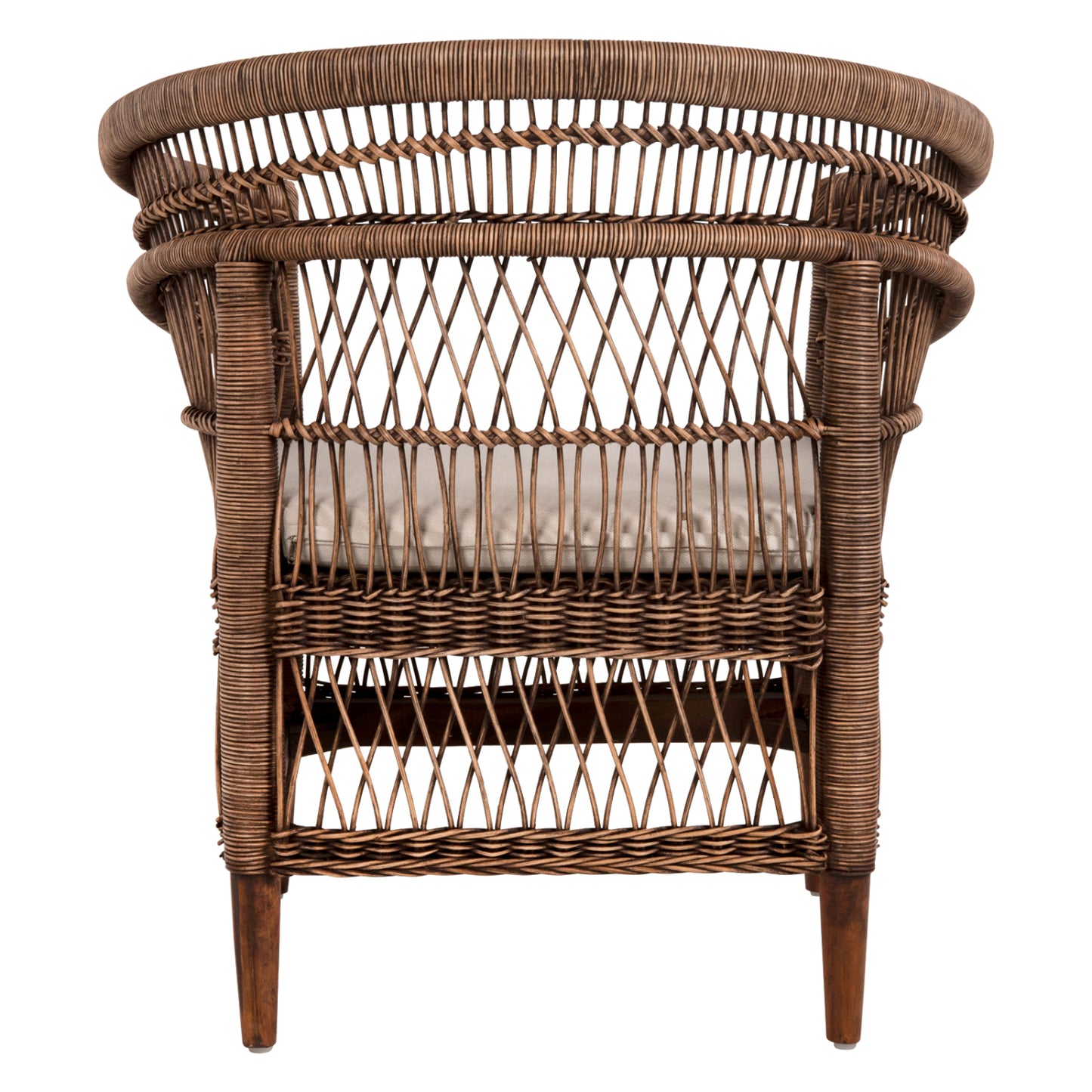 Armchair Malawi Hm9635.01 Mahogany Wood With Rattan In Brown-white Cushion 80x70x86hcm.