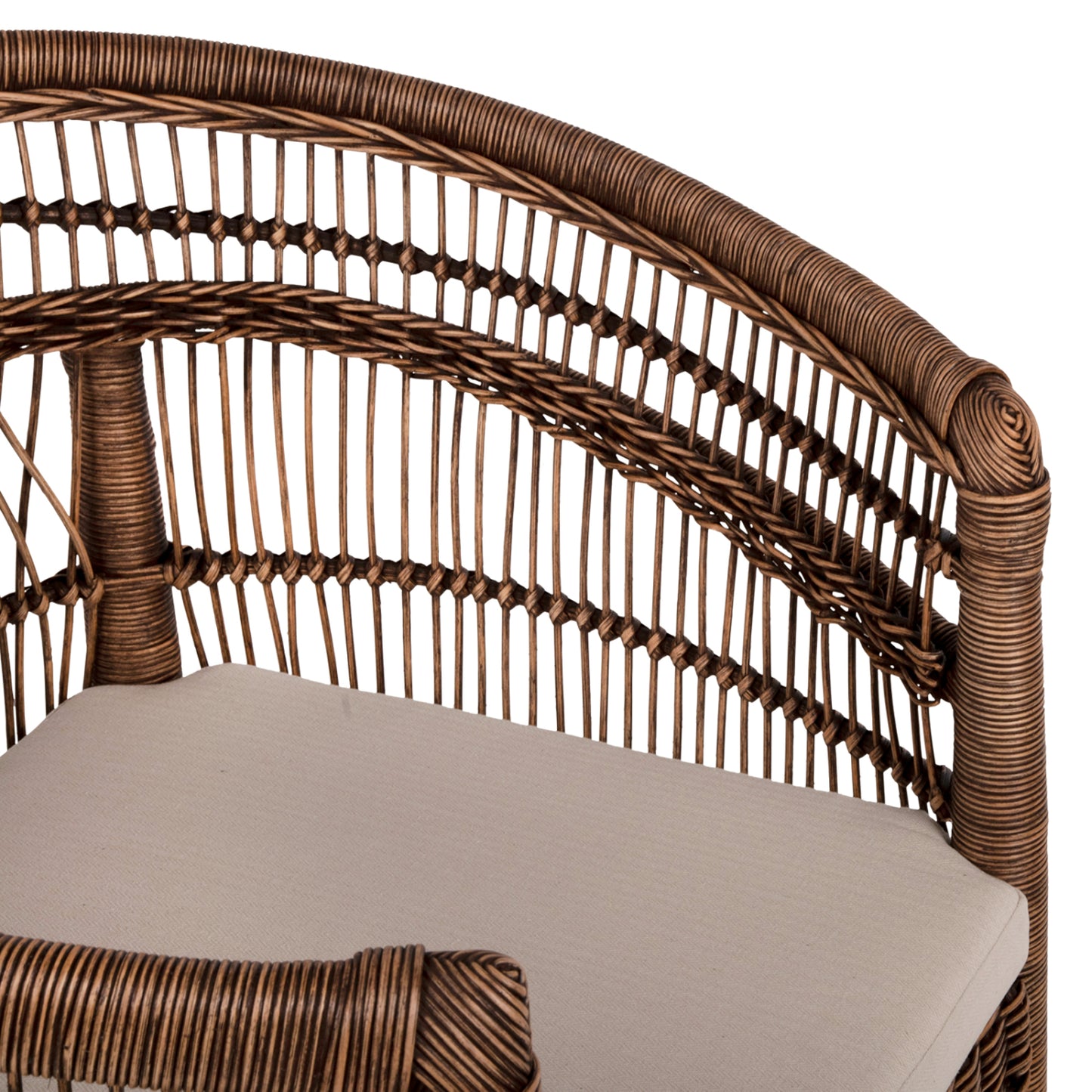 Armchair Malawi Hm9635.01 Mahogany Wood With Rattan In Brown-white Cushion 80x70x86hcm.