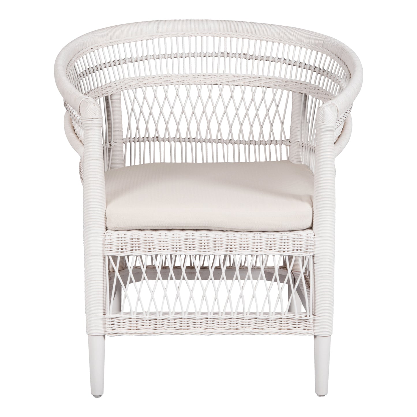 Armchair Malawi Hm9635.02 Mahogany Wood With Rattan In White-white Cushion 80x70x86hcm.