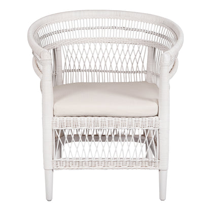 Armchair Malawi Hm9635.02 Mahogany Wood With Rattan In White-white Cushion 80x70x86hcm.