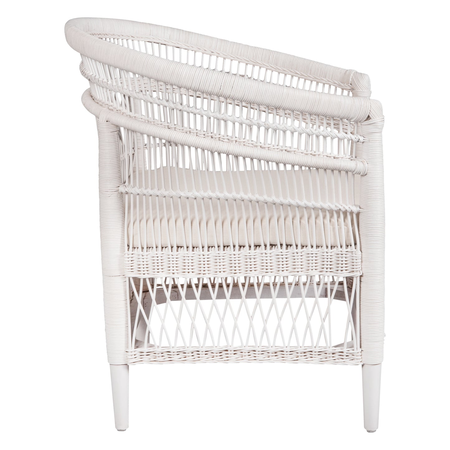 Armchair Malawi Hm9635.02 Mahogany Wood With Rattan In White-white Cushion 80x70x86hcm.