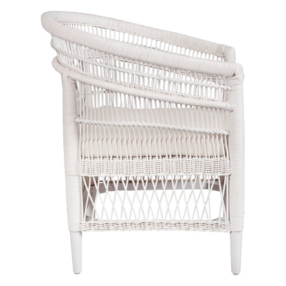Armchair Malawi Hm9635.02 Mahogany Wood With Rattan In White-white Cushion 80x70x86hcm.