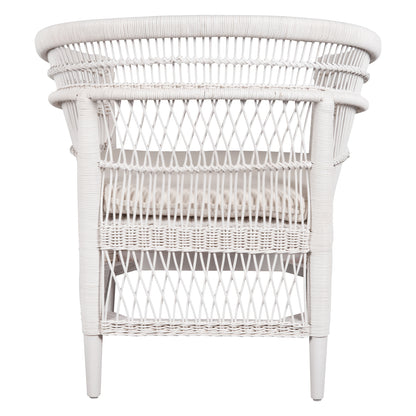 Armchair Malawi Hm9635.02 Mahogany Wood With Rattan In White-white Cushion 80x70x86hcm.