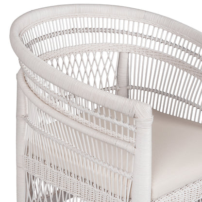 Armchair Malawi Hm9635.02 Mahogany Wood With Rattan In White-white Cushion 80x70x86hcm.