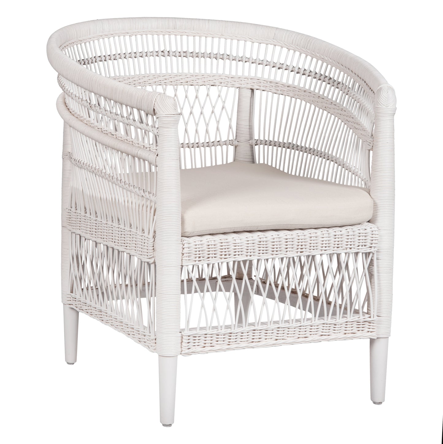 Armchair Malawi Hm9635.02 Mahogany Wood With Rattan In White-white Cushion 80x70x86hcm.