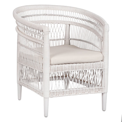Armchair Malawi Hm9635.02 Mahogany Wood With Rattan In White-white Cushion 80x70x86hcm.