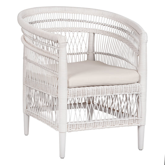 Armchair Malawi Hm9635.02 Mahogany Wood With Rattan In White-white Cushion 80x70x86hcm.