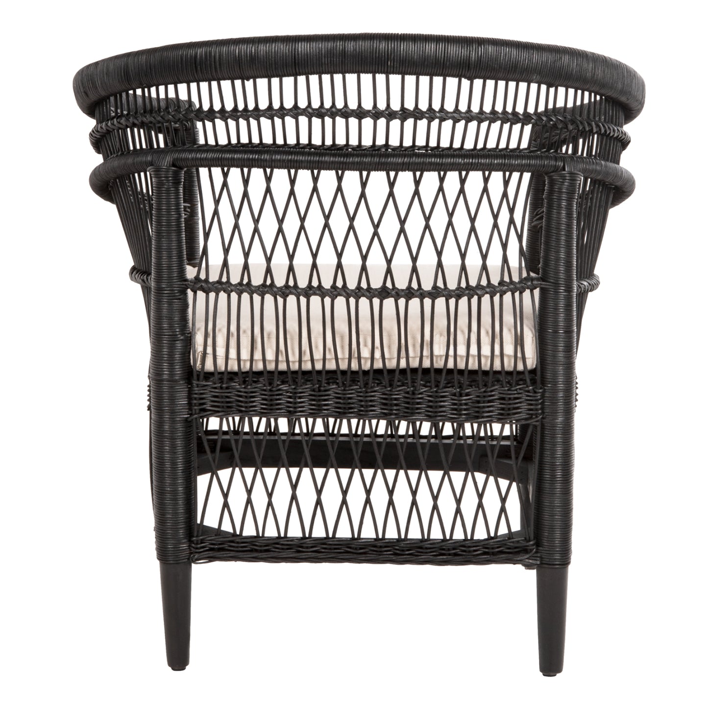 Armchair Malawi Hm9635.03 Mahogany Wood With Rattan In Black-white Cushion 80x70x86hcm.