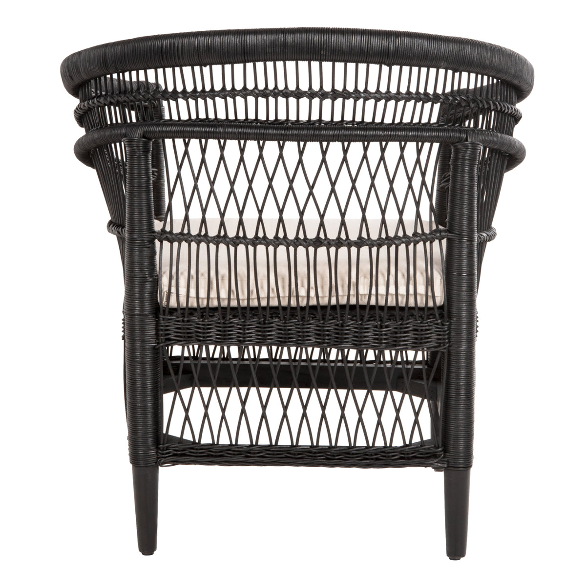 Armchair Malawi Hm9635.03 Mahogany Wood With Rattan In Black--b'rated 80x70x86hcm.