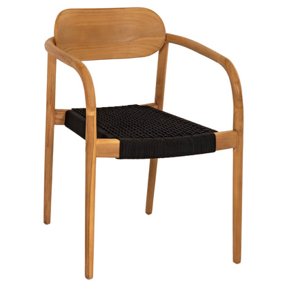 Armchair Oslo Hm9636.02 Teak Wood In Natural & Black Rope 55x54x80hcm.