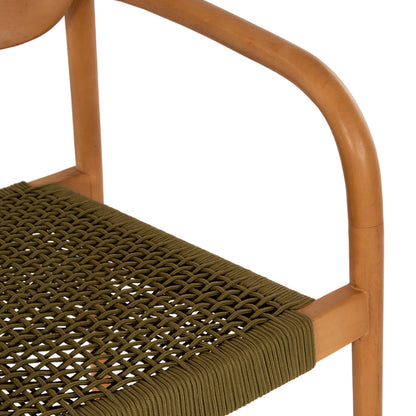 Armchair Oslo Hm9636.05 Teak Wood In Natural & Green Rope 55x54x80hcm.