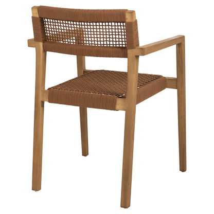 Armchair Charlotte Hm9637.01 Teak Wood In Natural & Brown Rope 59x54x83hcm.