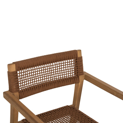 Armchair Charlotte Hm9637.01 Teak Wood In Natural & Brown Rope 59x54x83hcm.