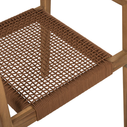 Armchair Charlotte Hm9637.01 Teak Wood In Natural & Brown Rope 59x54x83hcm.
