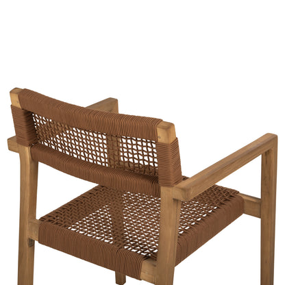 Armchair Charlotte Hm9637.01 Teak Wood In Natural & Brown Rope 59x54x83hcm.