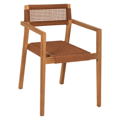 Armchair Charlotte Hm9637.01 Teak Wood & Brown Rope--b'rated 59x54x83hcm.